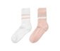 2 Paar Rippstrick-Socken, rosé und weiss