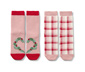 2 Paar Kleinkinder-Antirutsch-Socken mit Herz-Jacquard