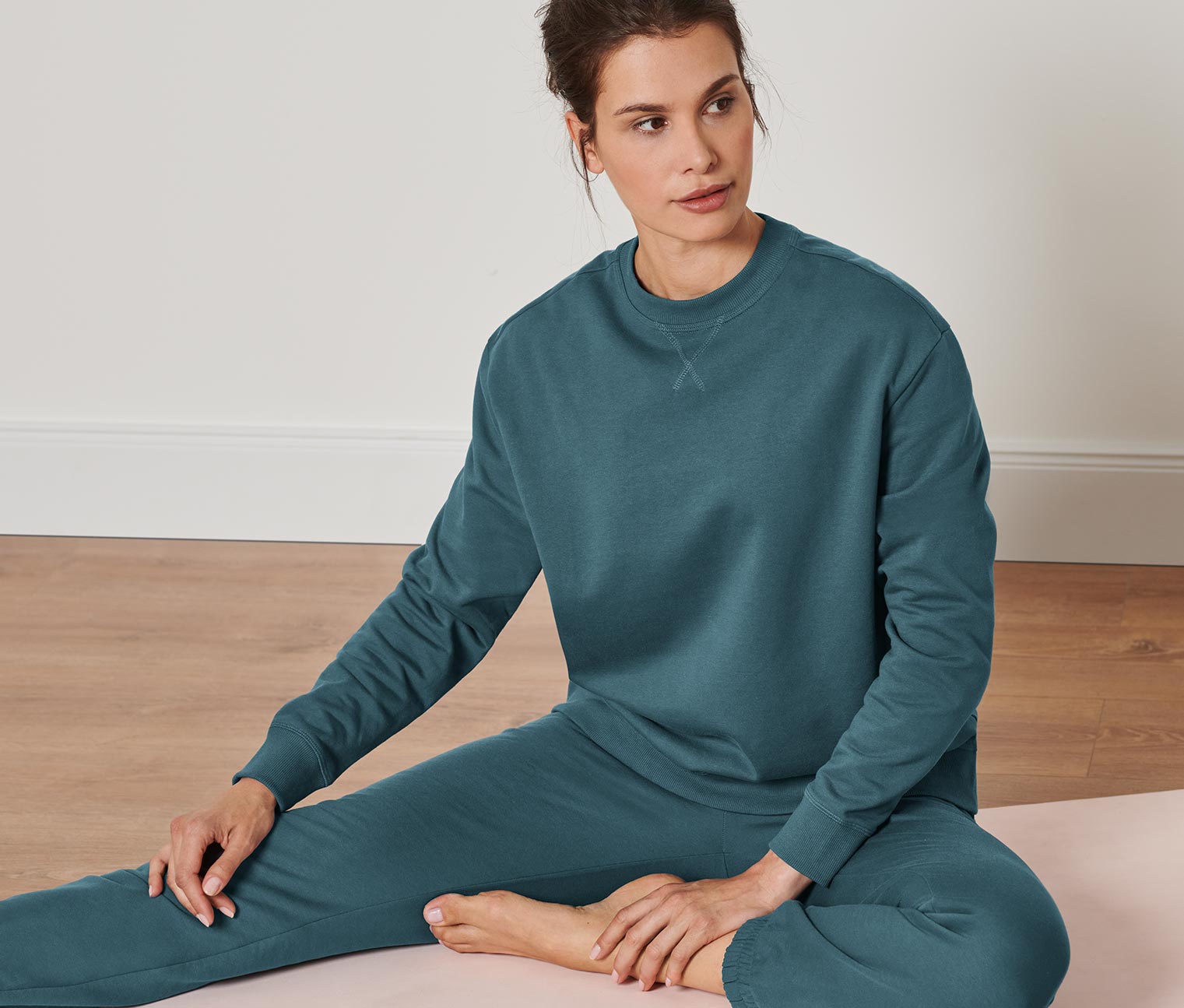 Oversized Yogasweatshirt, dunkelsmaragdgrün