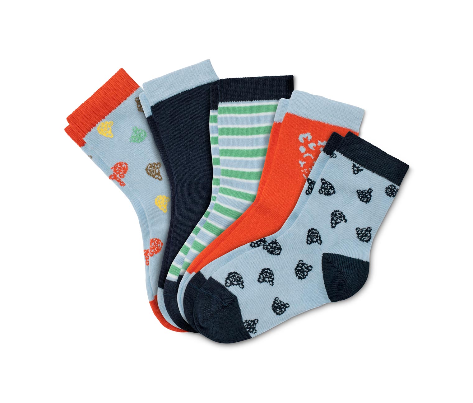 Image of 5 Paar Socken, blau, orange, grün