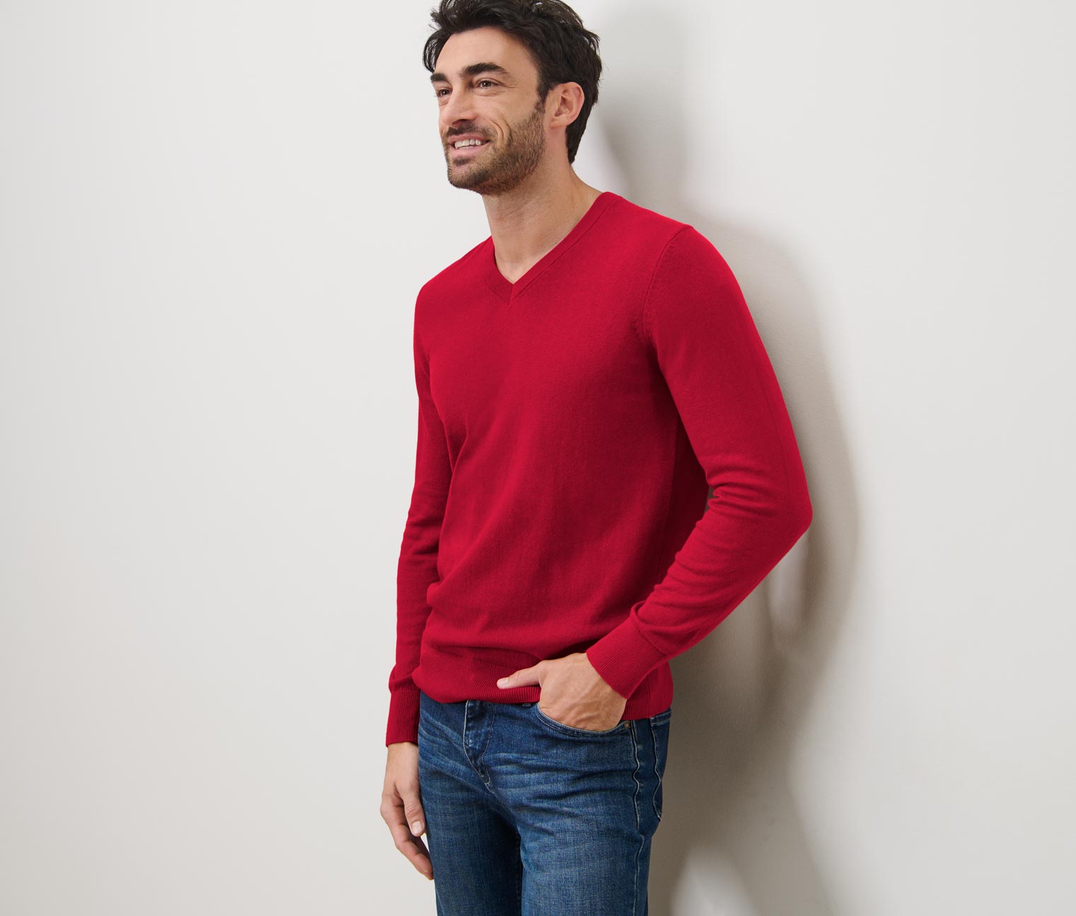 Pullover mit V-Ausschnitt, rot