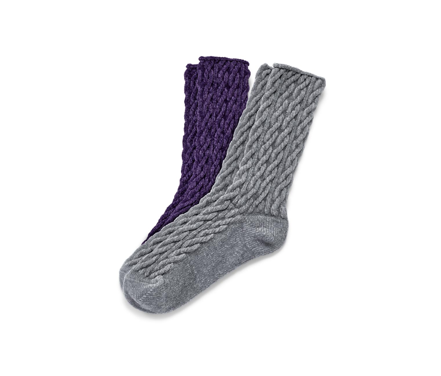 2 Paar Kuschelsocken mit Zopfmuster