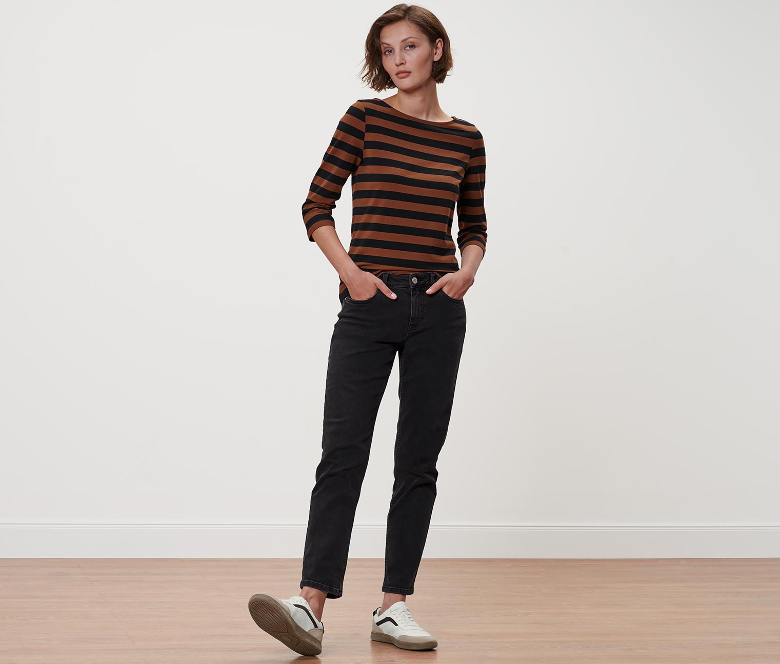 Shirt mit 3/4-Arm, gestreift