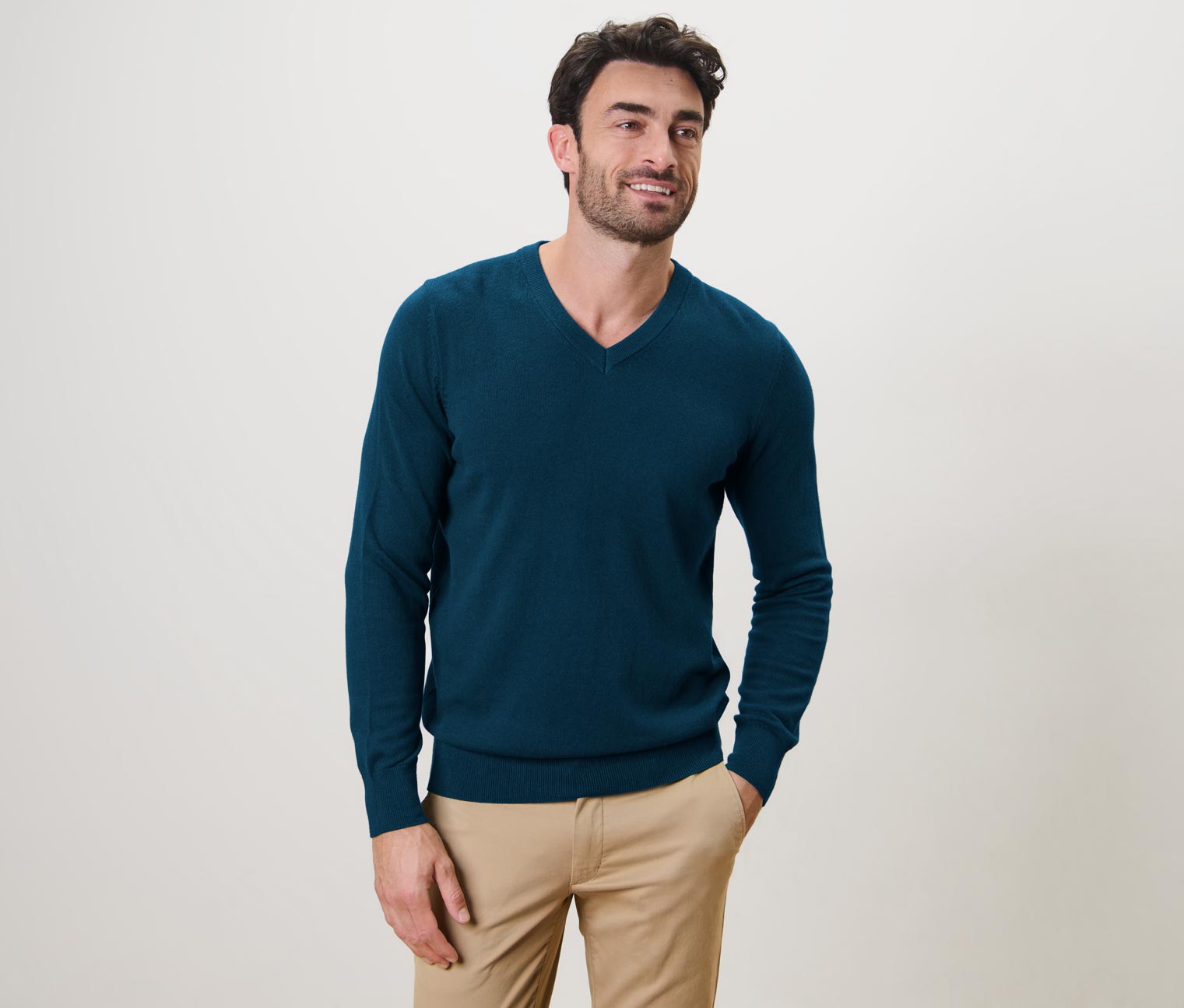 Pullover mit V-Ausschnitt, petrol