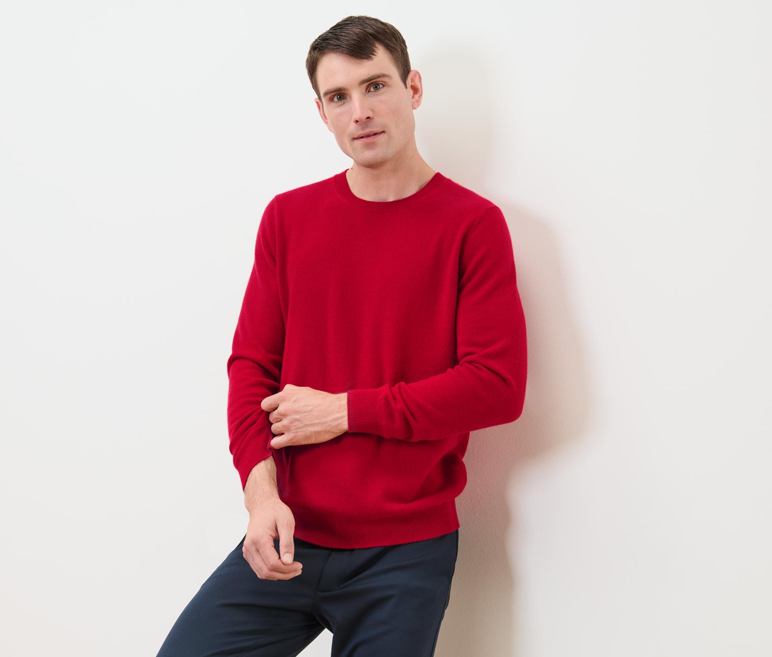 Cashmere-Pullover mit Rundhalsausschnitt, rot