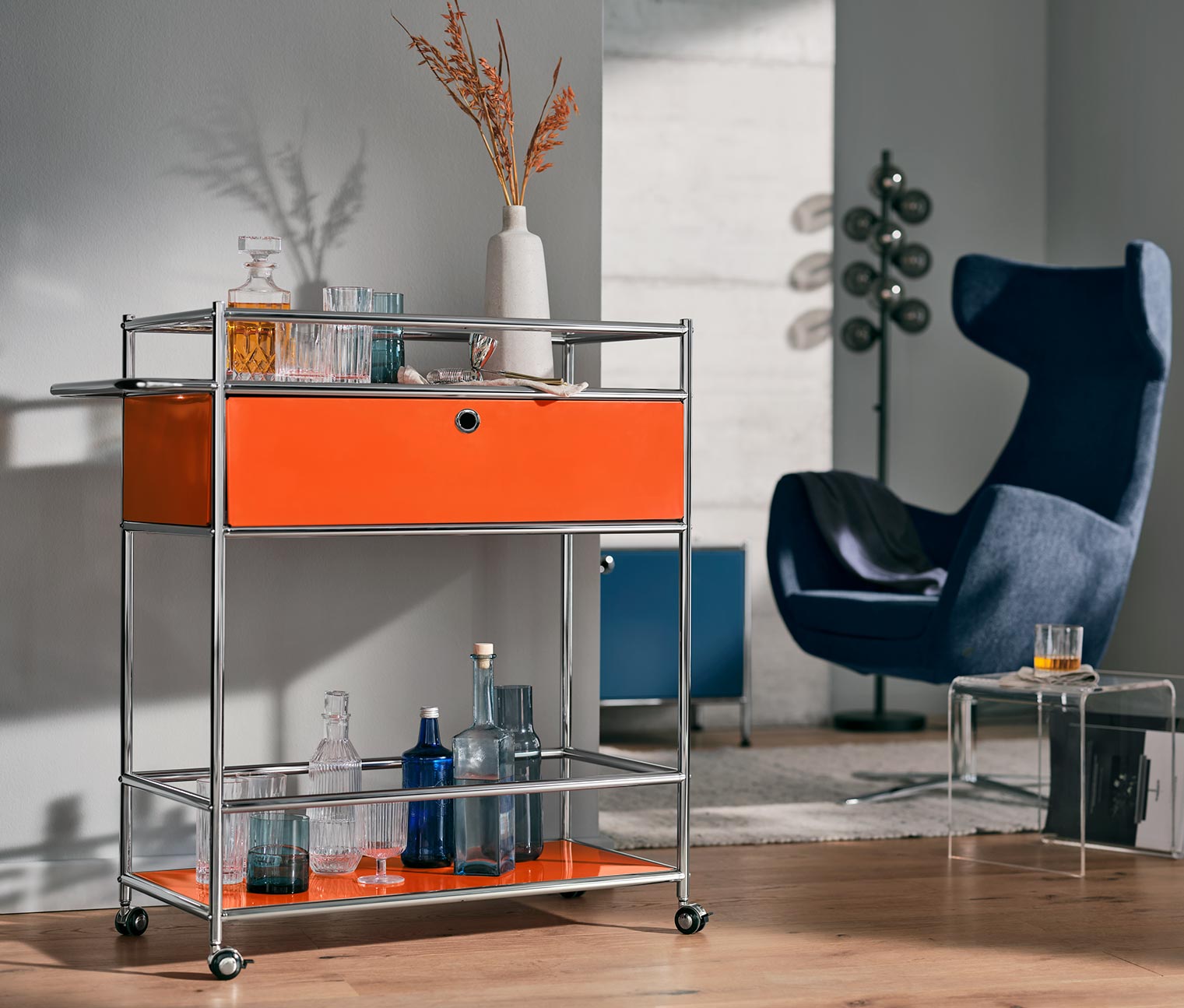 Image of Barwagen Metall »CN3« mit Schublade, orange