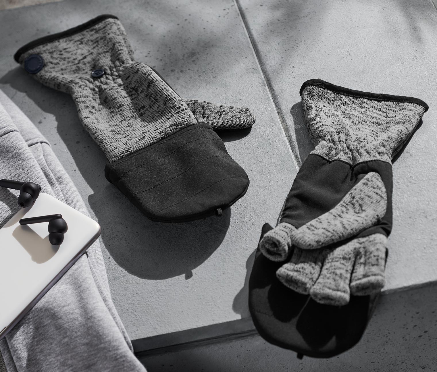 Strickfleece-Klappfäustlinge