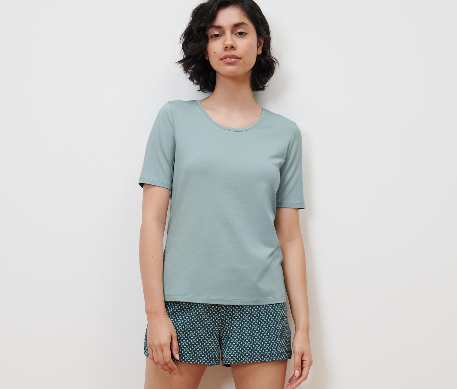 Shorty-Pyjama, Shorts mit Alloverprint