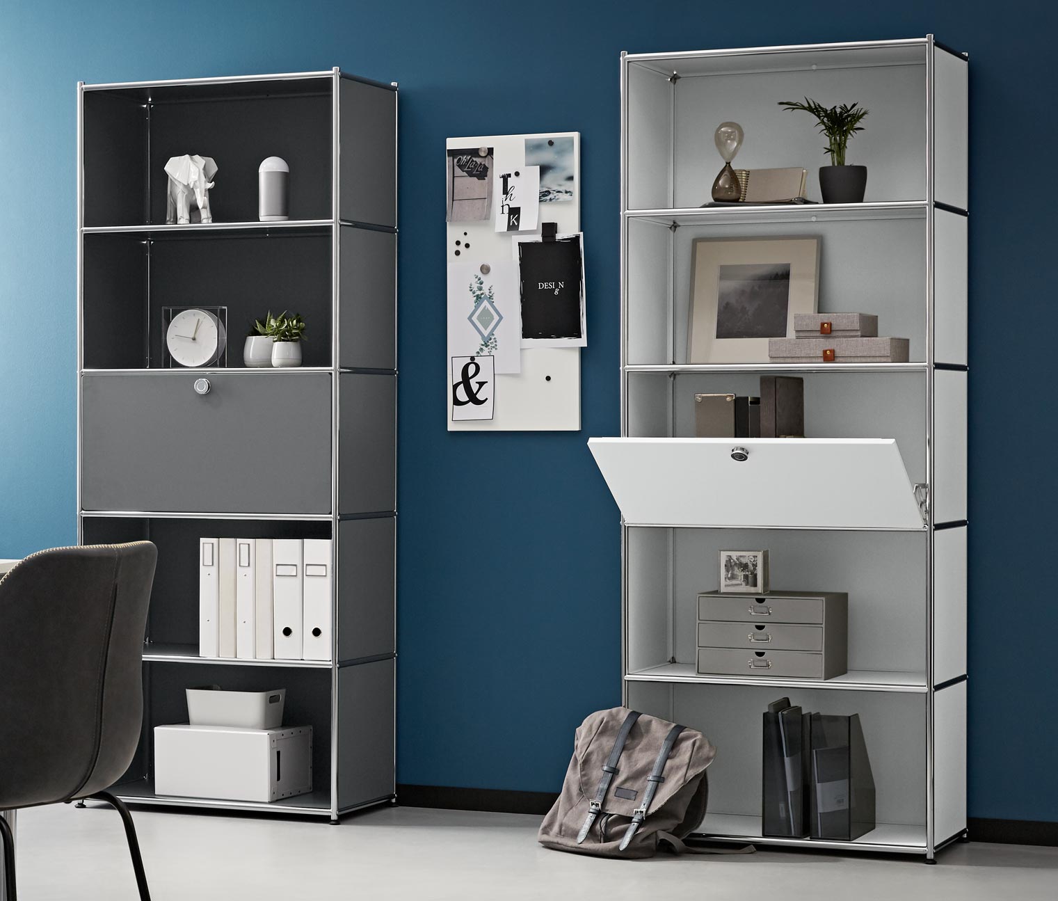 Hohes Regal Metall »CN3« mit Klappenfach, weiss