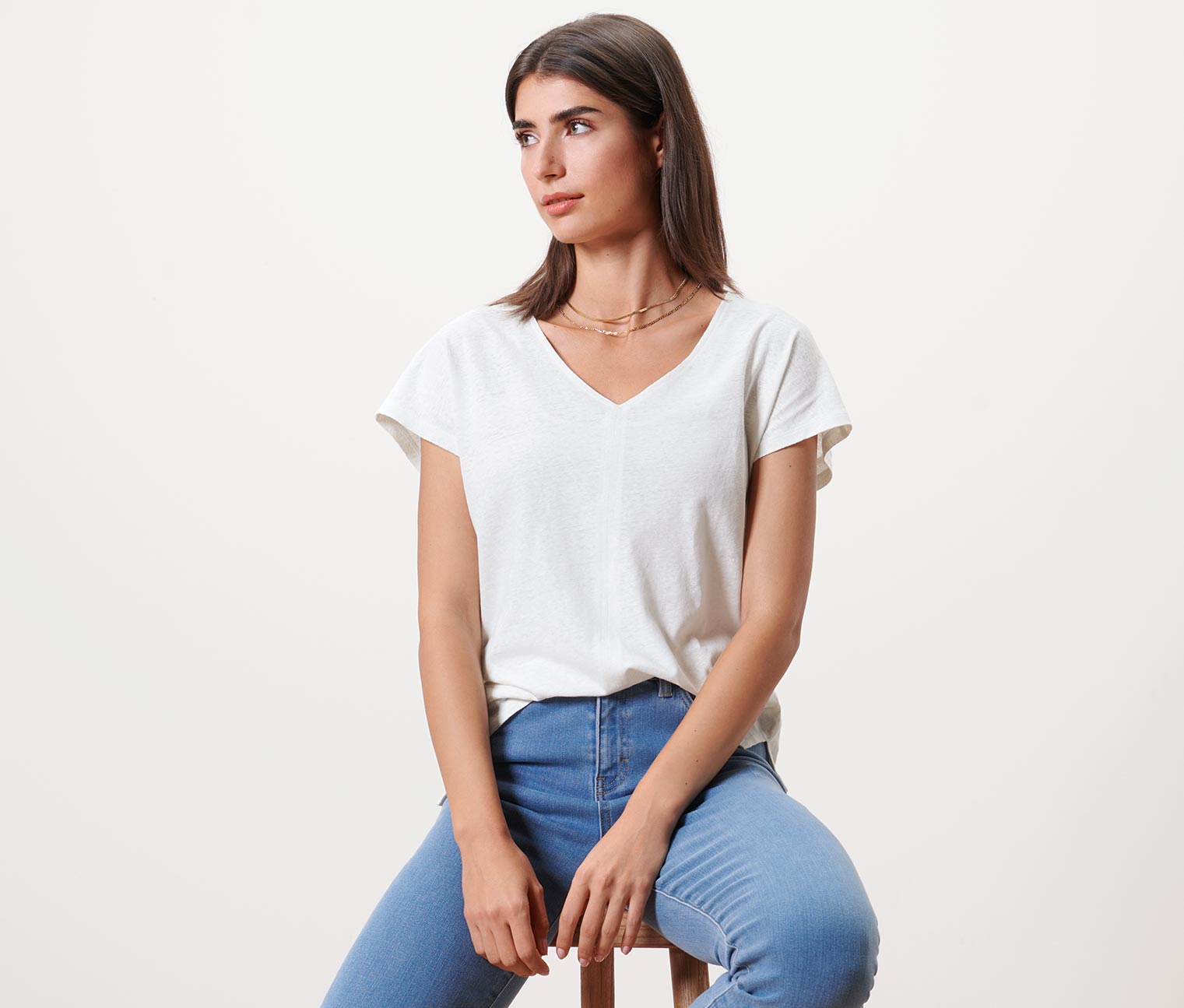 Shirt aus Leinenmix, cremeweiss