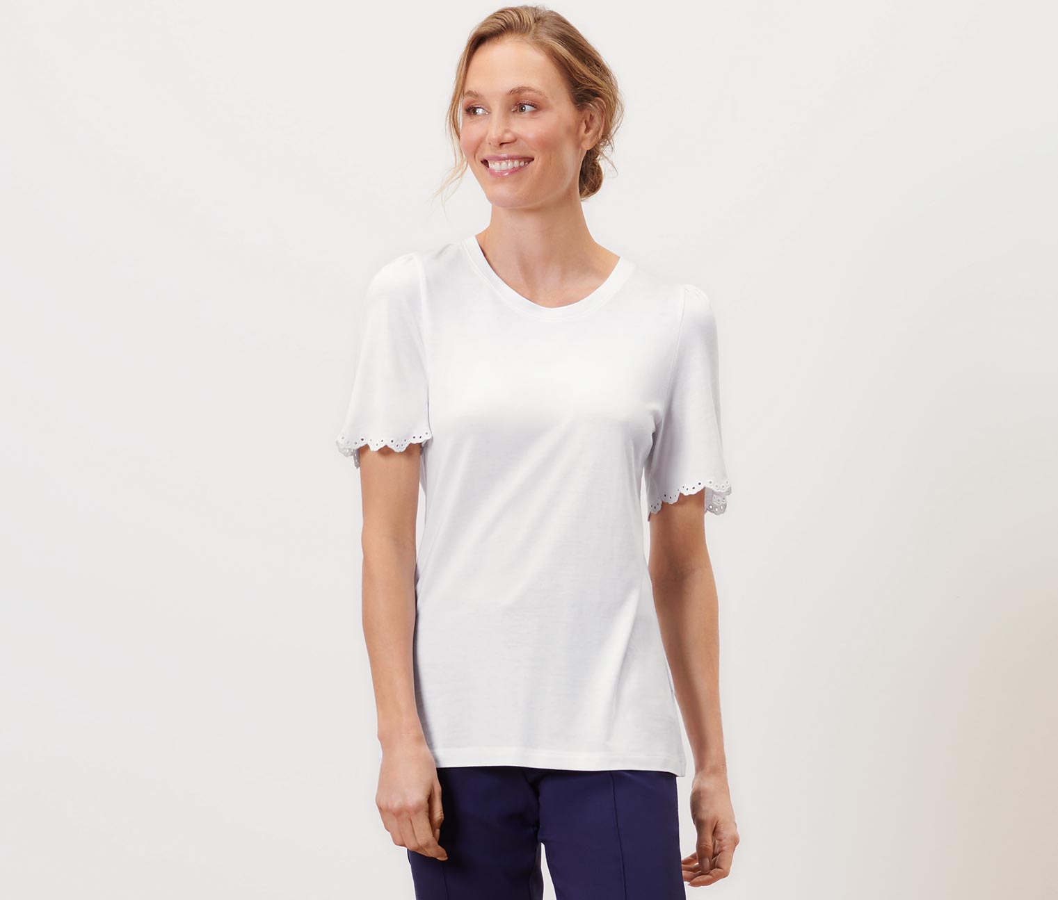 Shirt mit Raffung, weiss