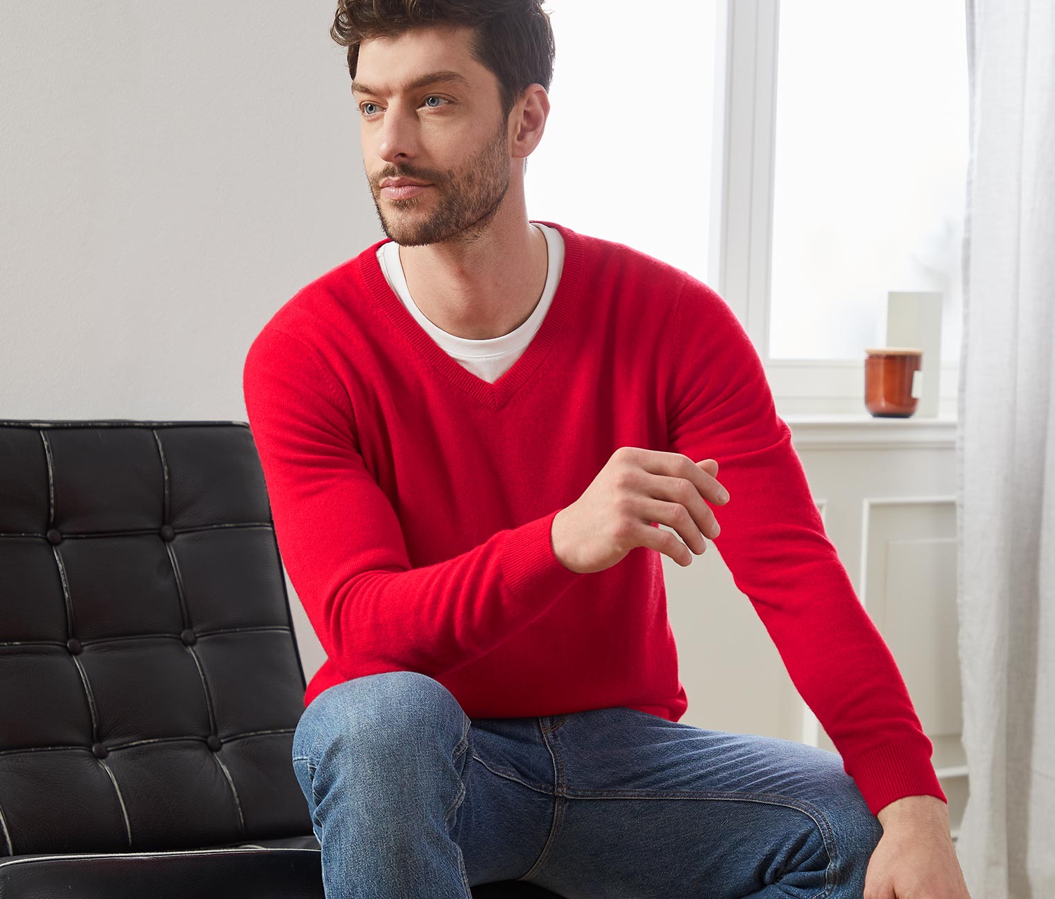 Image of Cashmere-Pullover mit V-Ausschnitt, rot