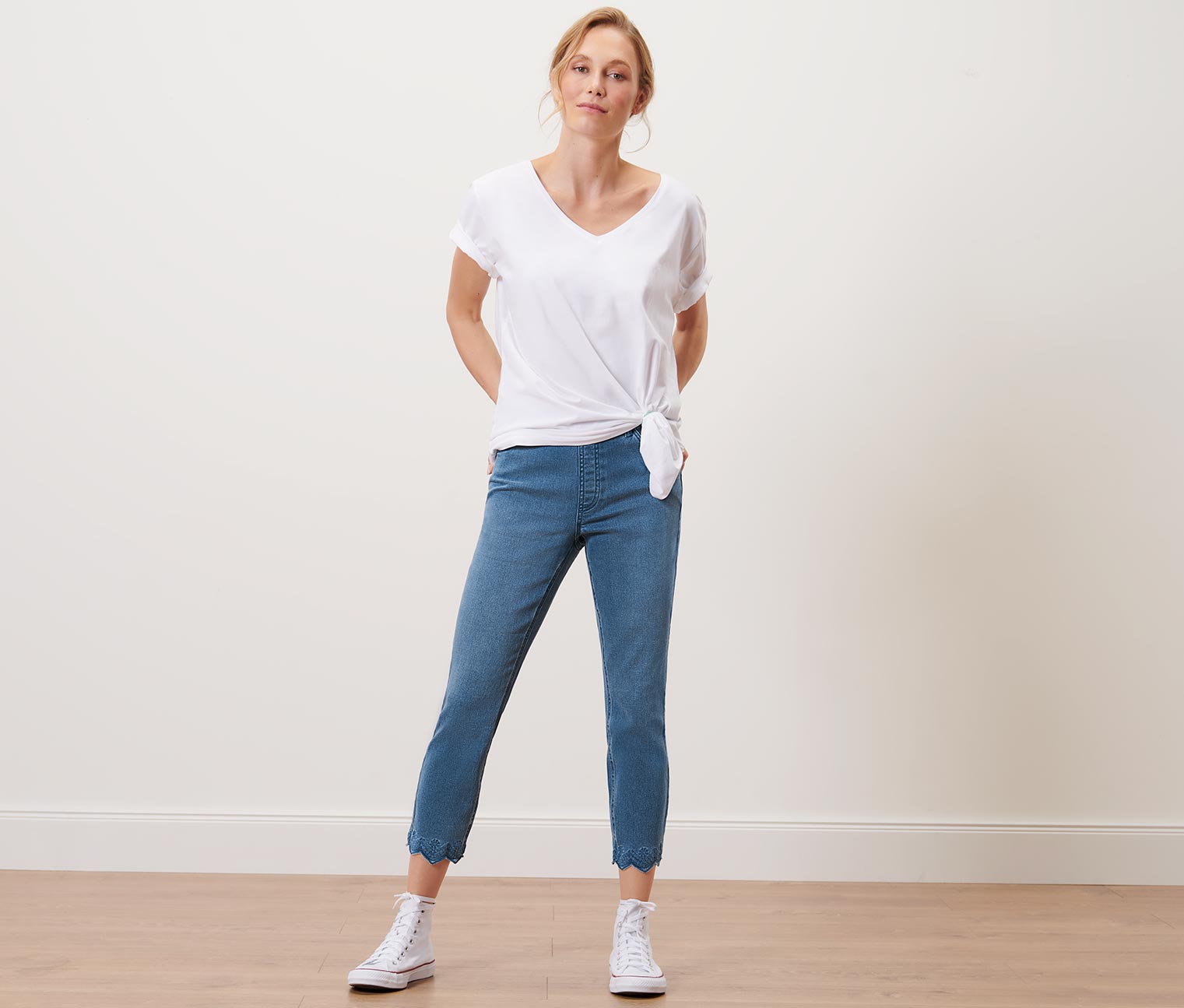 7/8-Treggings mit Lochstickerei