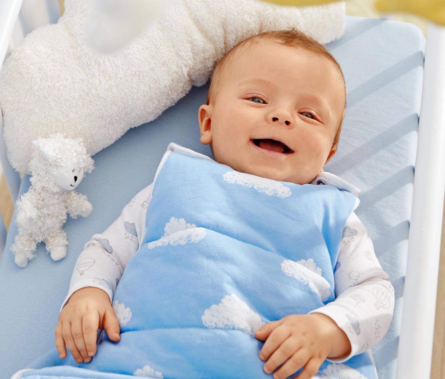 Image of Baby-Schlafsack, blau-weiss