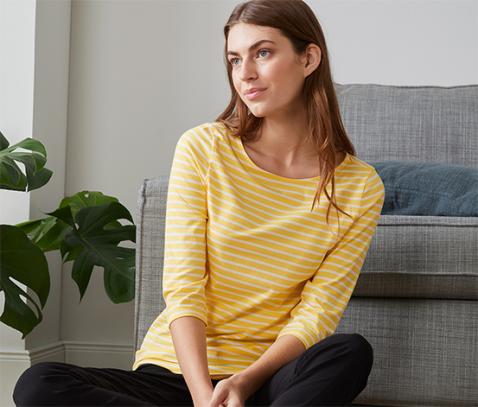 Shirt mit 3/4-Arm, gelb-weiss gestreift online bestellen bei Tchibo 626977