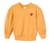 Sweatshirt aus Bio-Baumwolle, gelb mit roter Herzstickerei auf der Brust