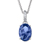 Kette, 925 Silber rhodiniert, mit blauem Kristall und Zirkonia