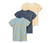 3 Kleinkinder-T-Shirts, hellblau, gelb-weiss und dunkelblau