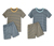 2 Kleinkinder-Pyjamas, gelb-grau gestreift