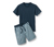 Shorty-Pyjama mit gewebter Hose