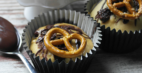 Nutella-Muffins mit Salzbrezeln